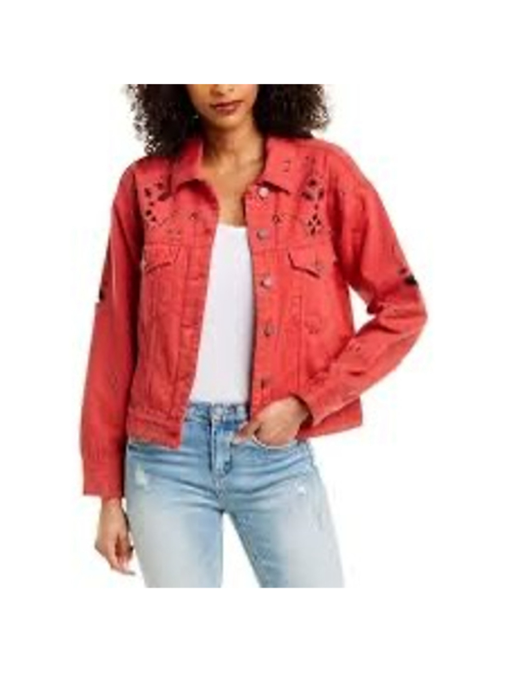 Blank NYC Back Trolling Red Western Denim Jacket